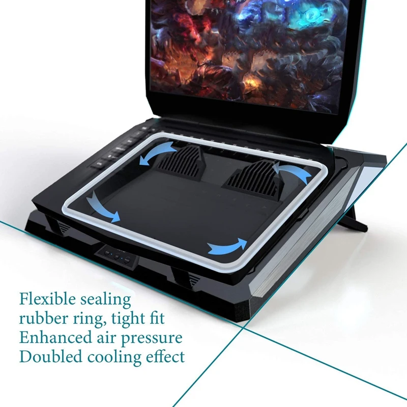 

IETS GT300 Double Blower Laptop Cooling Pad for Gaming Laptop, Cooler Pad with Dust Filter and Colorful Lights