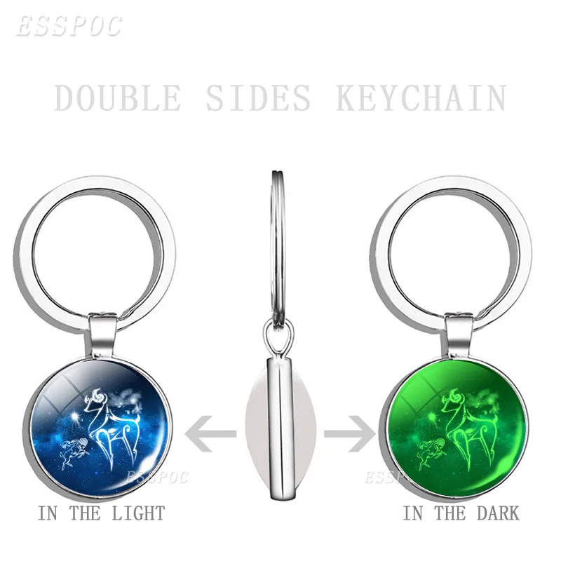 Двусторонний стеклянный брелок с кабошоном Aries Leo Libra рак Gemini Virgo для девушки
