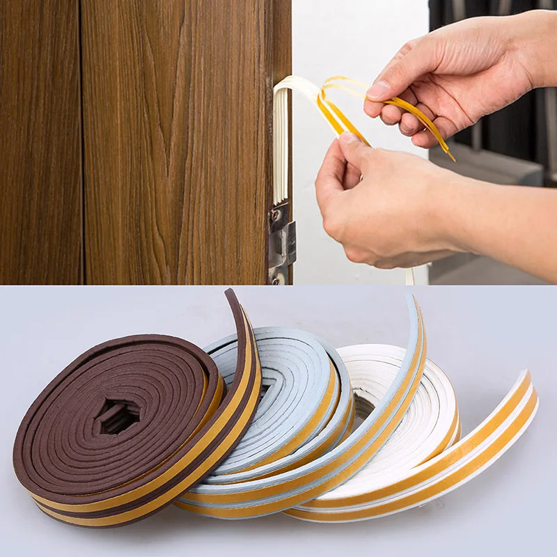 

1PC 5M Self Adhesive Seal Strips D/I/E Type Foam Draught Excluder Window Door Soundproof Anti Collision Door Gap Seal Strips
