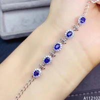 kjjeaxcmy fine jewelry 925 sterling silver inlaid natural sapphire girls luxury popular chinese style bracelet support test