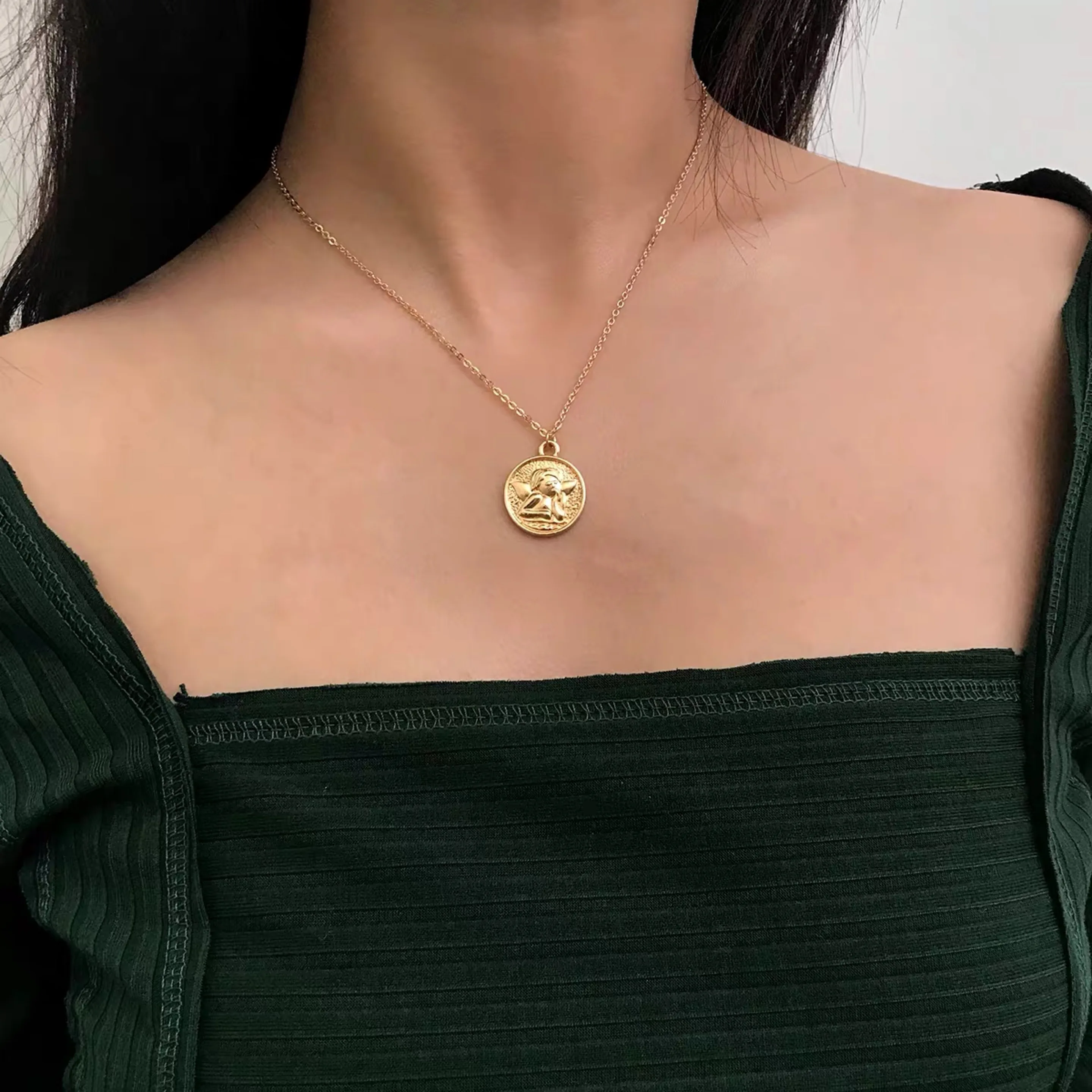 Модное Новое ожерелье с Купидоном ангелом Золотое и серебряное кулоном