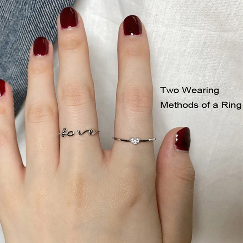 Серебряное кольцо для пальцев в форме сердца регулируемое с сердечком AAA Zircon