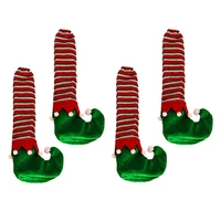 4pcs christmas cute funny chair decoration fabric stripe elf table leg set scene layout props red bottom