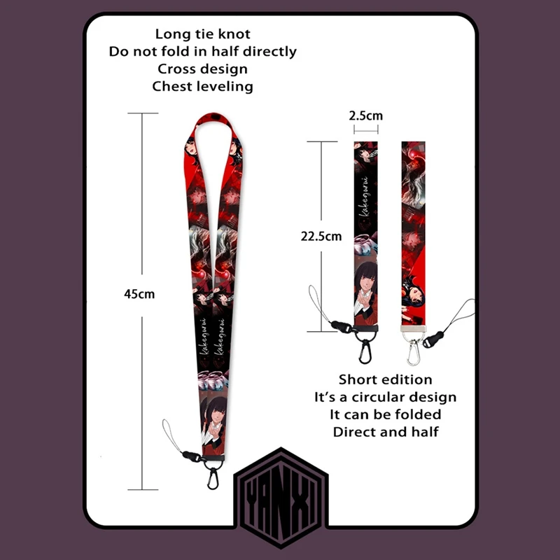 

1PCS Cute Cartoon Anime Kakegurui Lanyard for Keys Phone Holder Neck Strap ID Badge DIY Mobile Phone Lanyard Hang Rope