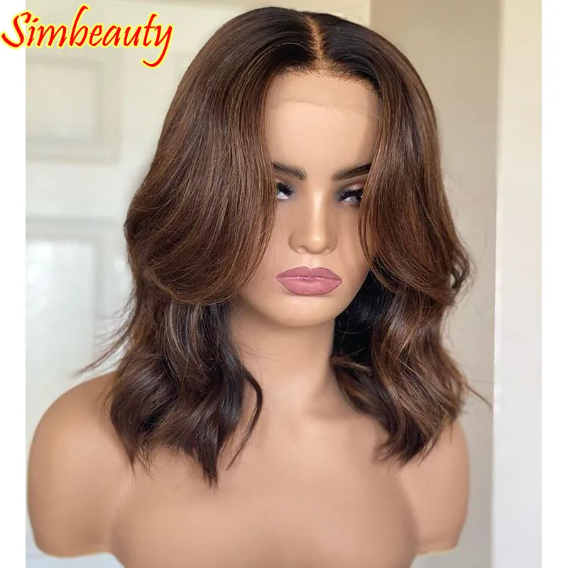 

Italian Short Bob Wavy 100% Human Hair Wigs with Baby Hair 150Density 12Inch Glueless 13x6 Deep Part Lace Front Wigs for Women