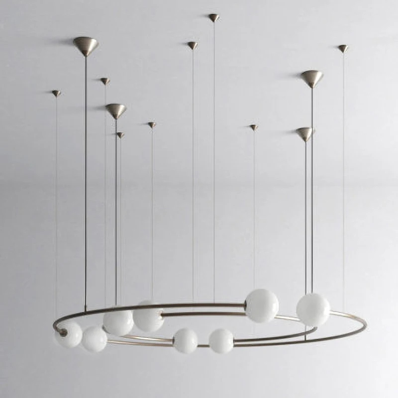 Goede Nordic Glas Bal Led Hanglampen Moderne Creativiteit Planeet Baan Hanger Lampen Opknoping Lamp Voor Woonkamer Slaapkamer Foyer Bar