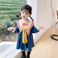 school bow cotton embroidery girls kids dress spring summer baby tops bottoming children clothes special occasion long sleeve be