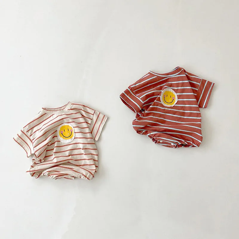 

Newborn Baby Bodysuit Children Clothing Twins Fashion Little Girls Clothes Cotton Cartoon Jumpsuit Boys Striped Clothing 0-24M