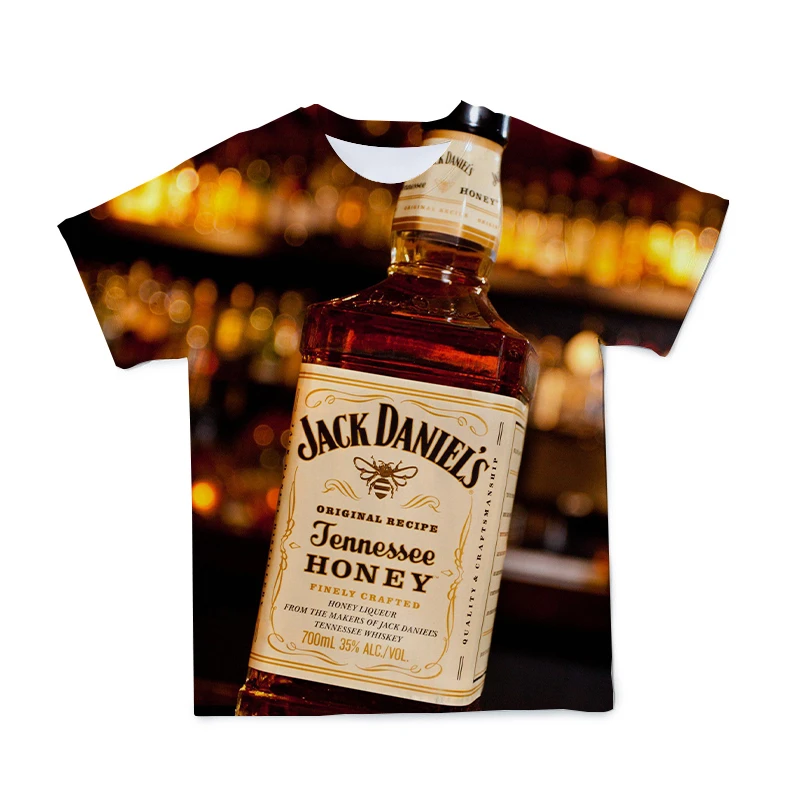 

Men'S Summer New Style 3D Wine Bottle Pattern Breathable Fabric Oversized T-Shirt Loose Short Sleeve 110-6XL (Customizable)