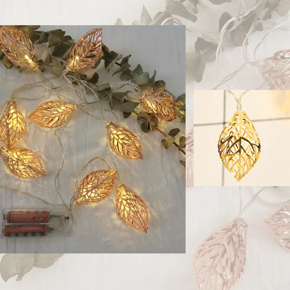 

3M 20 LED Christmas Tree String Lights Leaves Copper Wire Lamp For Ins Girl's Heart Room Decor Lights Christmas Wedding Light SD