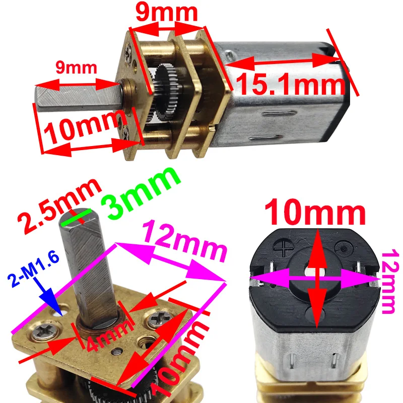N20 Nicro постоянный ток мотор-редуктор переменного тока 3V 6V 12V 15 об/мин-1000 об/мин