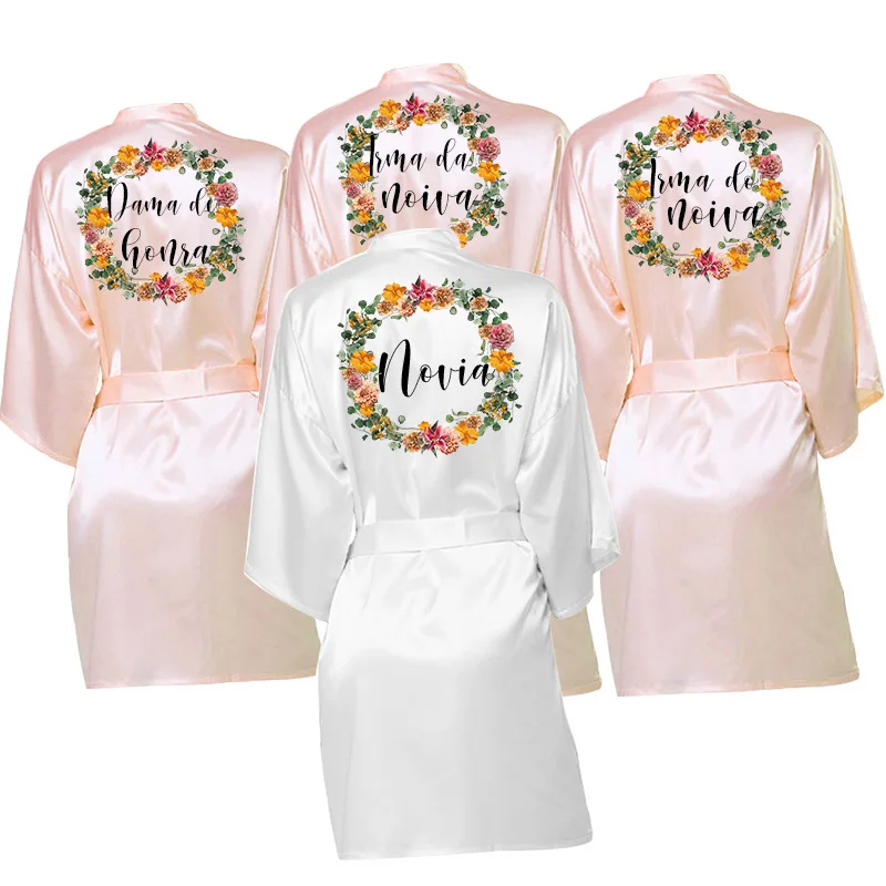 

Халат атласный, с цветочным принтом, на заказ, на заказ, халат подружки невесты