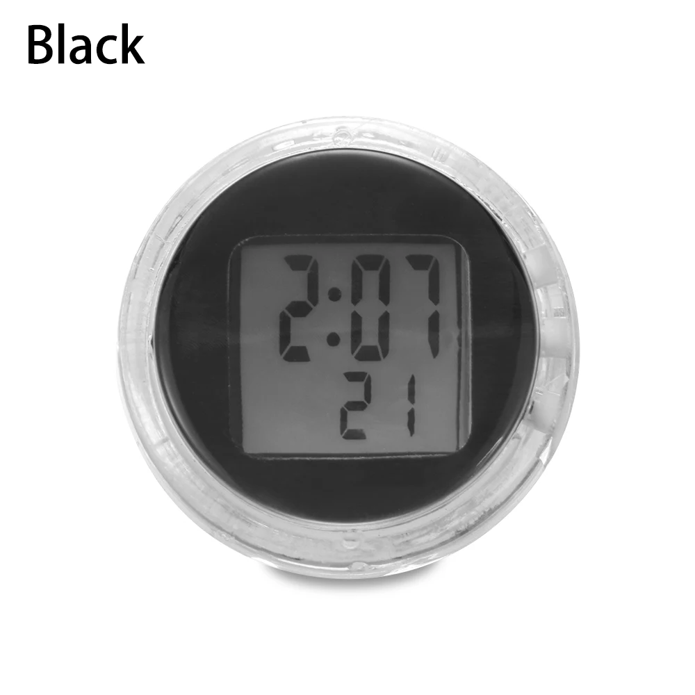 BLACK 1 шт. мини-часы для мотоцикла часы водонепроницаемые палка-на кронштейн для мотоцикла часы цифровые часы для стайлинга автомобилей - Цвет: BLACK