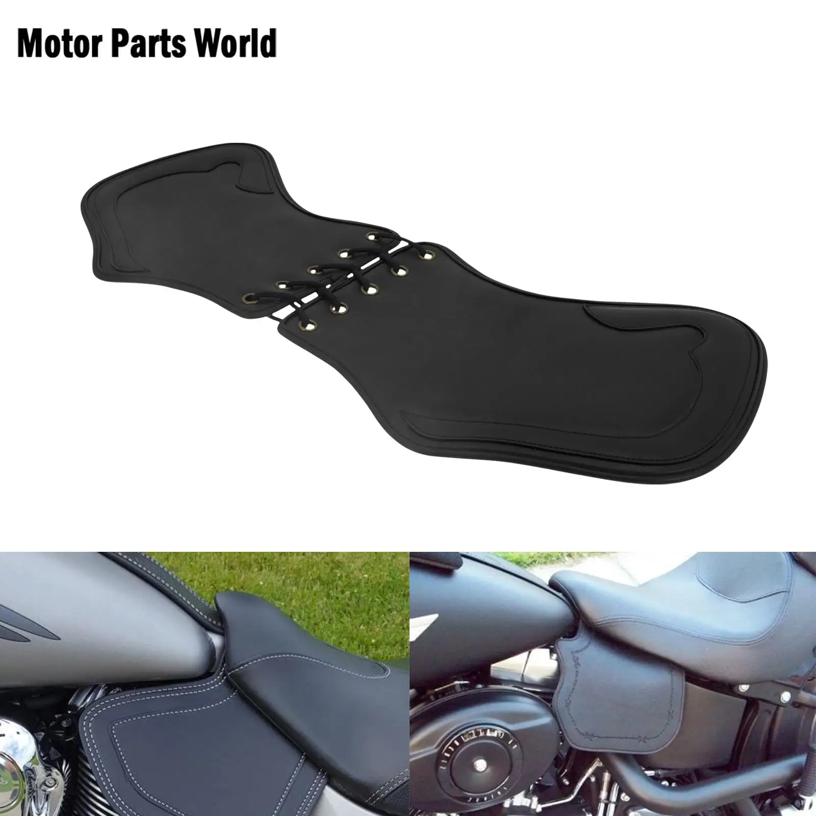 

Motorcycle Black Heat Saddle Shield Deflectors PU Leather For Harley Touring Street Glide Road Glide Softail Dyna Sportster XL