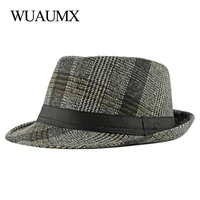 wuaumx retro england style mens fedoras hat bowler hats for male gentleman jazz caps autumn winter fathers hat casquette