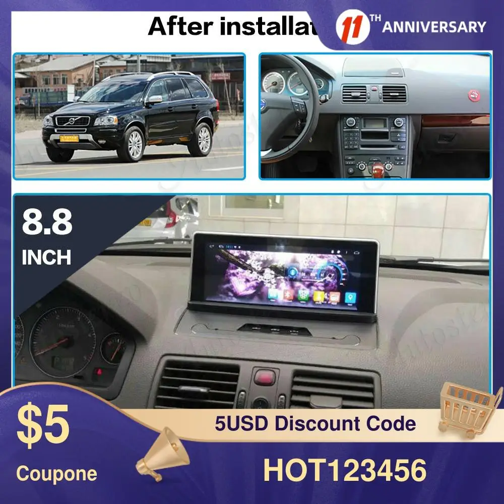 Android 7 1 Автомобильный GPS навигационный дисплей для Volvo XC90 2004 2013 головное