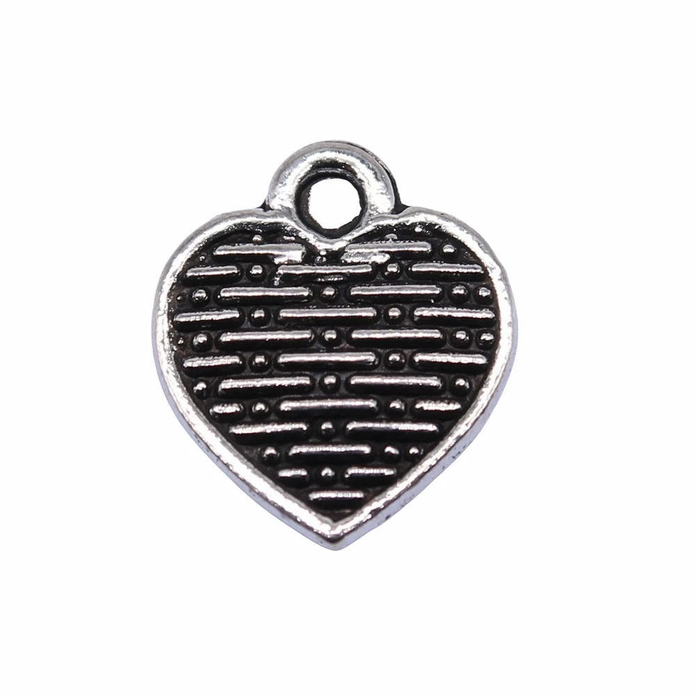 

100pcs 13x11mm Antique Silver Color Heart Charms Pendant For Jewelry Making DIY Jewelry Findings