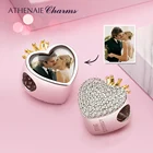 Индивидуальные фотоамулеты ATHENAIE, 925 пробы, серебряные персонализированные изображения домашних животных, любовник, сердце, корона, амулеты для браслета