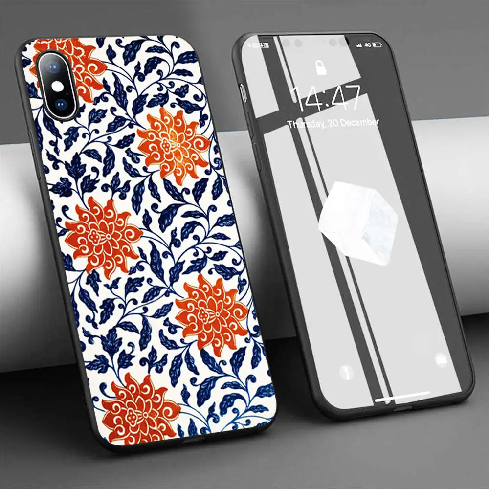 Coque Азиатский Античная Печать на холсте подвесные цветочные чехлы для мобильного