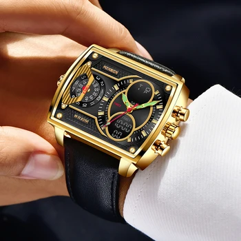 2022 FOXBOX Men Watches Top Brand Luxury Hollow Square Sport Watch For Men Fashion Leather Belt Quartz WristWatch Reloj Hombre Other Image
