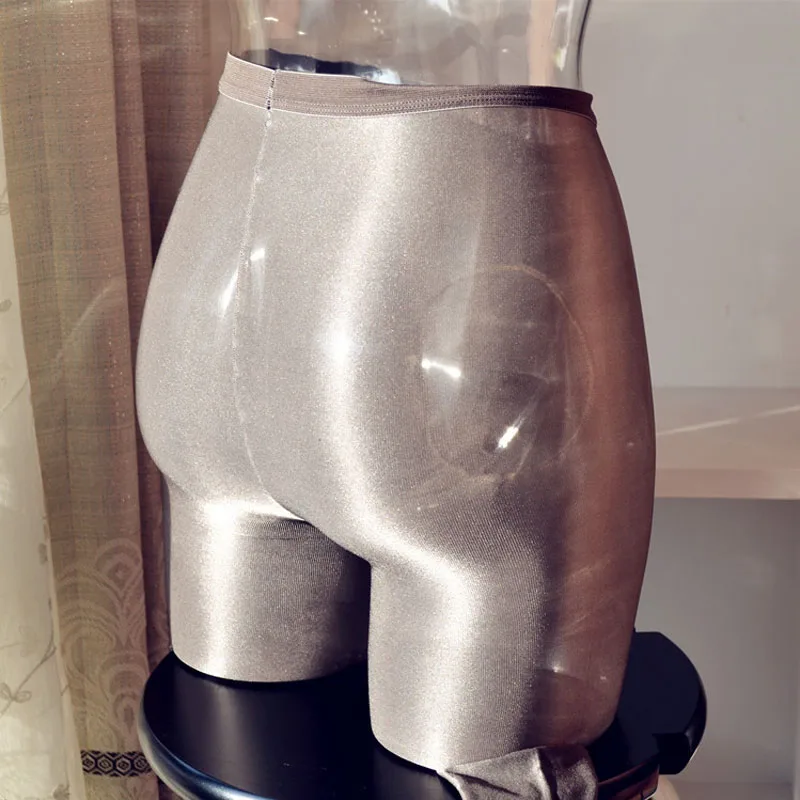 Серый Sissy мужское Фетиш белье 70D полупрозрачное блестящее масло глянцевый пенис багажник оболочка или открытый промежность колготки - Цвет: Серый