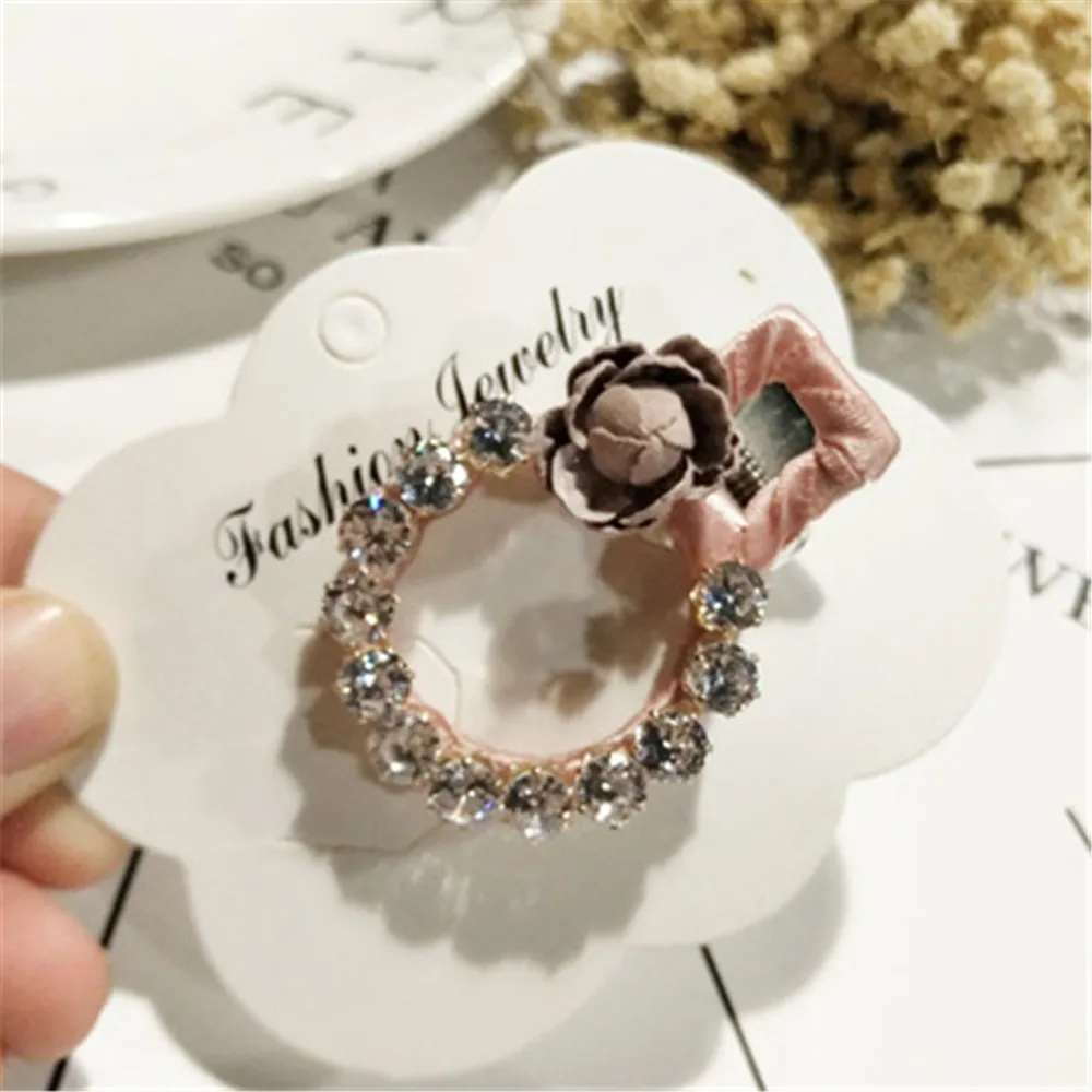 

New Korean Cute Round Flower Hairpin Girl Rhinestone Headdress Clips Sweet Wild Hair Accessory Female Hair Accessories