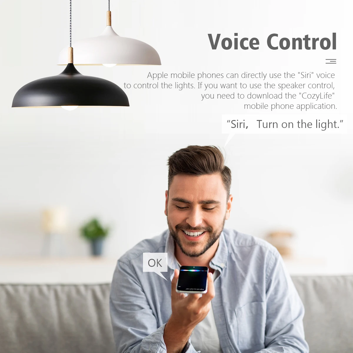 Умная Светодиодная лампа Homekit с управлением через приложение Wi-Fi 9 Вт E27
