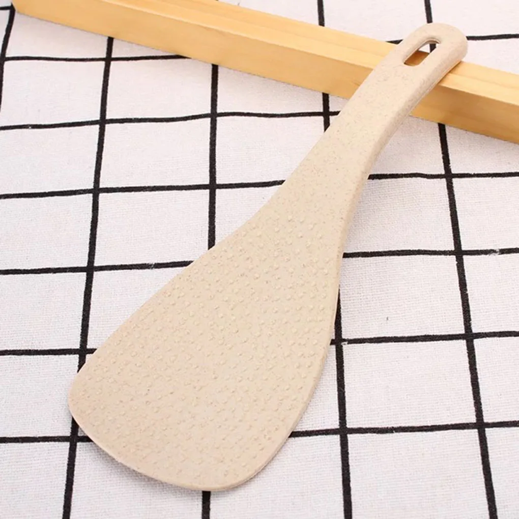 

2 Pieces Wheat Straw Large Spoon Rice Paddle Scoop Non-stick Ladle Kitchen Table Serving Accessories