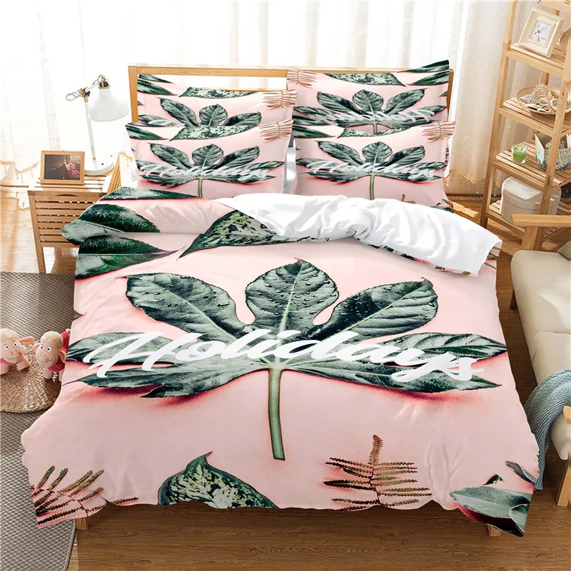 

Fresh Leaves Bedding Set Duvet Cover Set 3d Bedding Digital Printing Bed Linen Queen Size Bedding Set Fashion Design