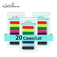 NATUHANA 20Cases/Lot Lashes Mix Color BCD Curl Eyelash Extensions Premium Individual Rainbow Colored Mink Fake Eyelashes Makeup