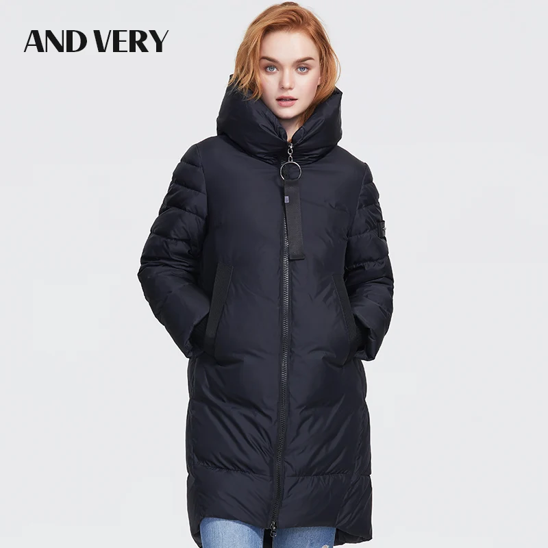 ANDVERY 2019 Новое поступление женский пуховик большого размера черный цвет верхней