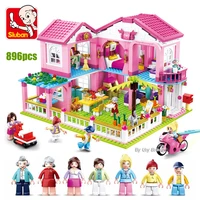 sluban friends city house princess castle sets for girls apartment garden casa villa building blocks figures toys kids diy gifts