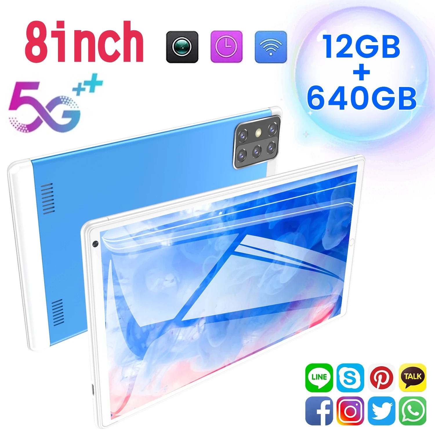 

8.1 Inch 1920x1200 Tablet Android 9.0 Octa Core 8GB RAM 128GB ROM 4G Network&Call Dual SIM Type-C 2MP&5MP GPS