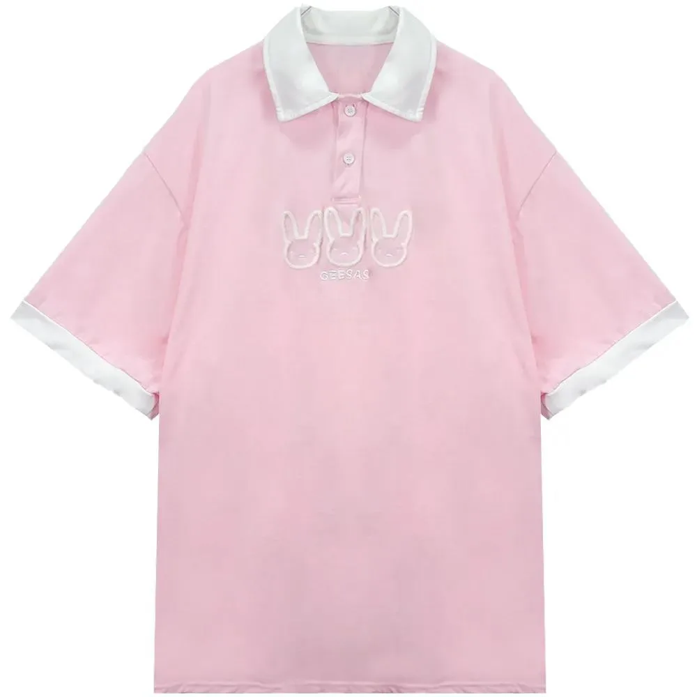 Женская футболка-поло с принтом кролика в японском стиле | одежда