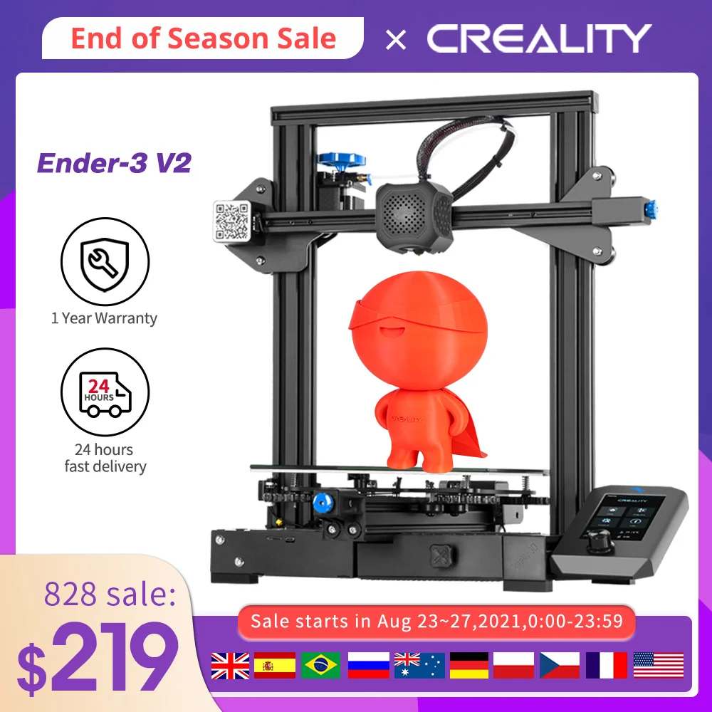 3D принтер CREALITY Ender 3 V2 4 дюйма цветной ЖК дисплей стеклянная платформа|3D принтеры| |