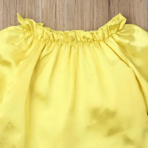 2020 Топы с открытыми плечами для новорожденных и маленьких девочек желтые