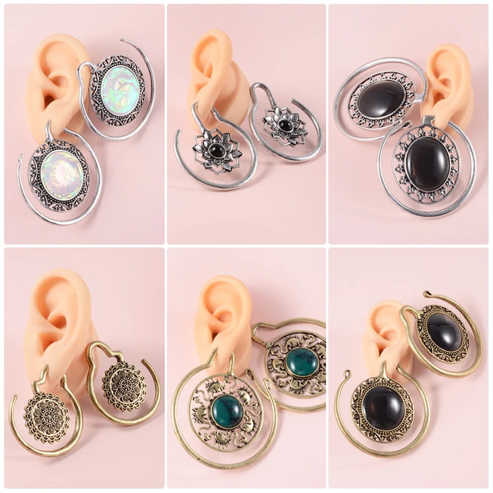 

Серьги-кольца унисекс, латунные, винтажные, измерители для пирсинга, 2 шт.