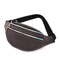 20pcslot glitter laser double zipper fanny pack waist bags outdoor travel phone wallet