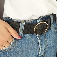 80 hot sale fashion women faux leather round buckle wide waistband pants dress waist belt for women fashion jeans female