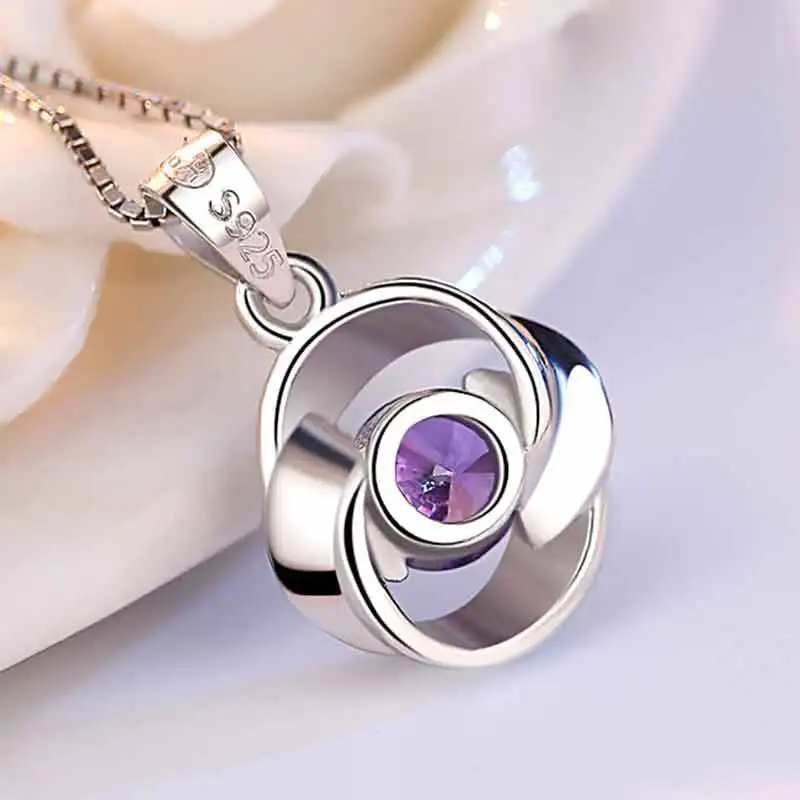 

Zircon Rotating-shape Pendant Necklace 925 Sterling Silver Necklace For Women Jewelry Necklaces & Pendants Charms Jewellery Gift