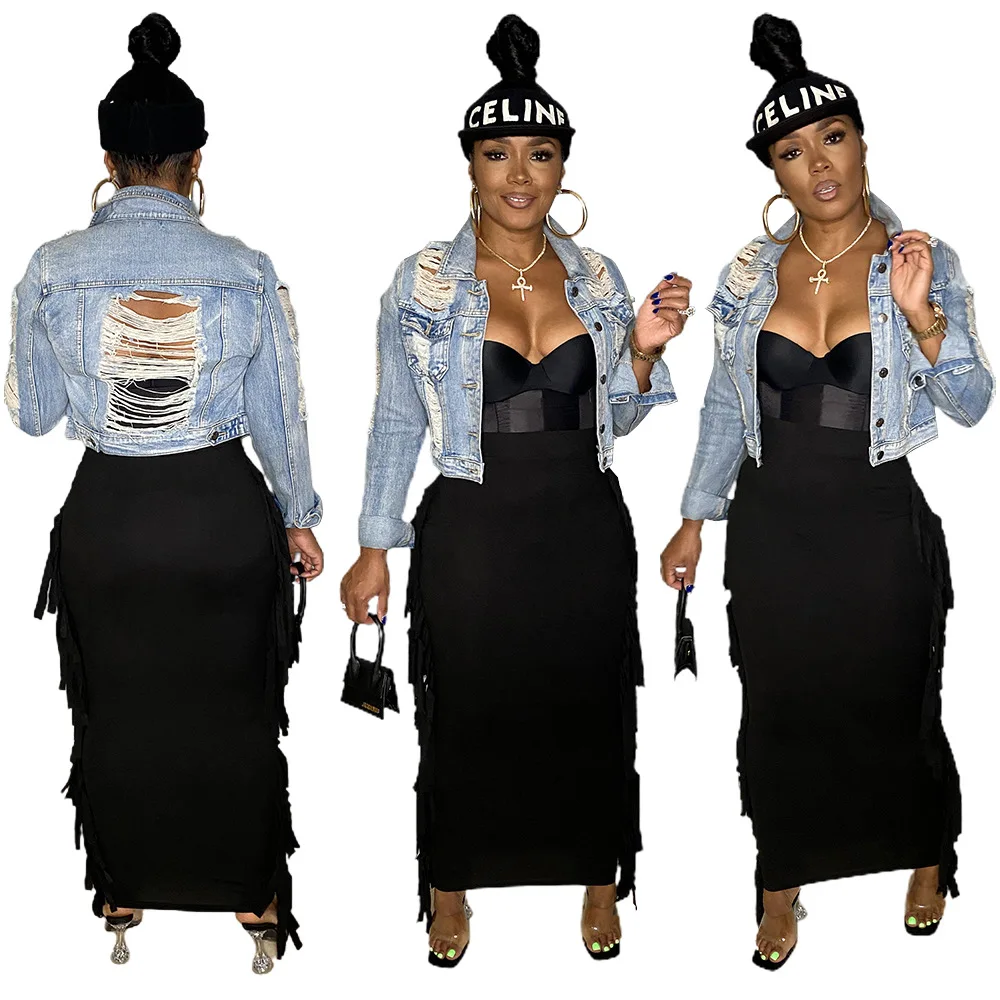 

Casaul Women Jeans Jacket Coat Hollow Out Ripped Short Coat Winter Clothes For Women Outfit