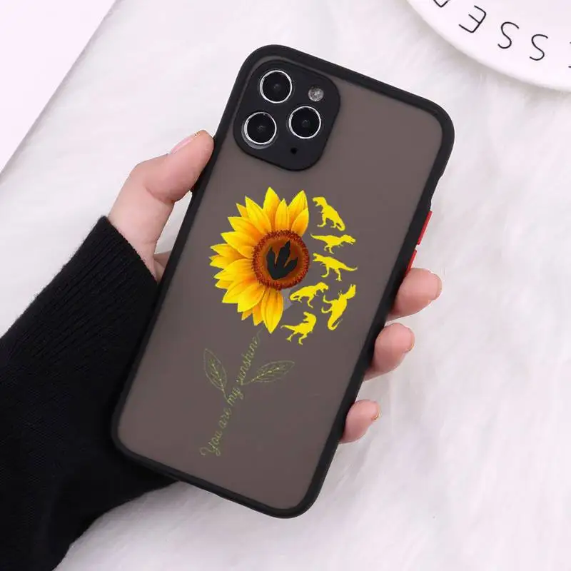 

Sunflower Phone Cases matte transparent For black iPhone 7 8 x xs xr 11 12 pro plus max mini Clear Funda
