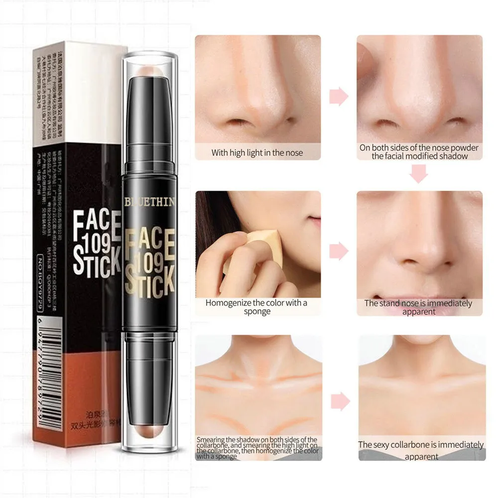 Стойкий Хайлайтер Стик крем водостойкий мерцающий контур двойной 2 в 1 Iluminador Bronzer|