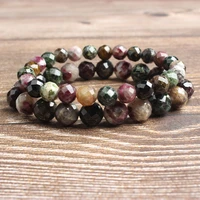 46810mm fashion natural jewelry faceted color tourmaline stone beads bracelet suitable for diy charms men yoga women amulet
