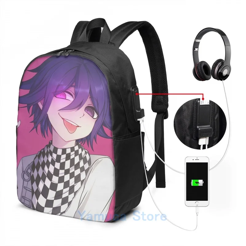 Забавный графический принт Kokichi Ouma DRV3 рюкзак с USB-зарядкой мужские школьные сумки