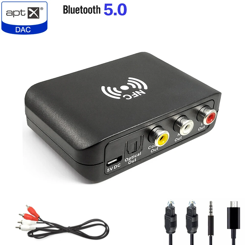 NFC беспроводной стерео Bluetooth 5 0 Аудио приемник адаптер APTX DAC совместимый RCA SPDIF