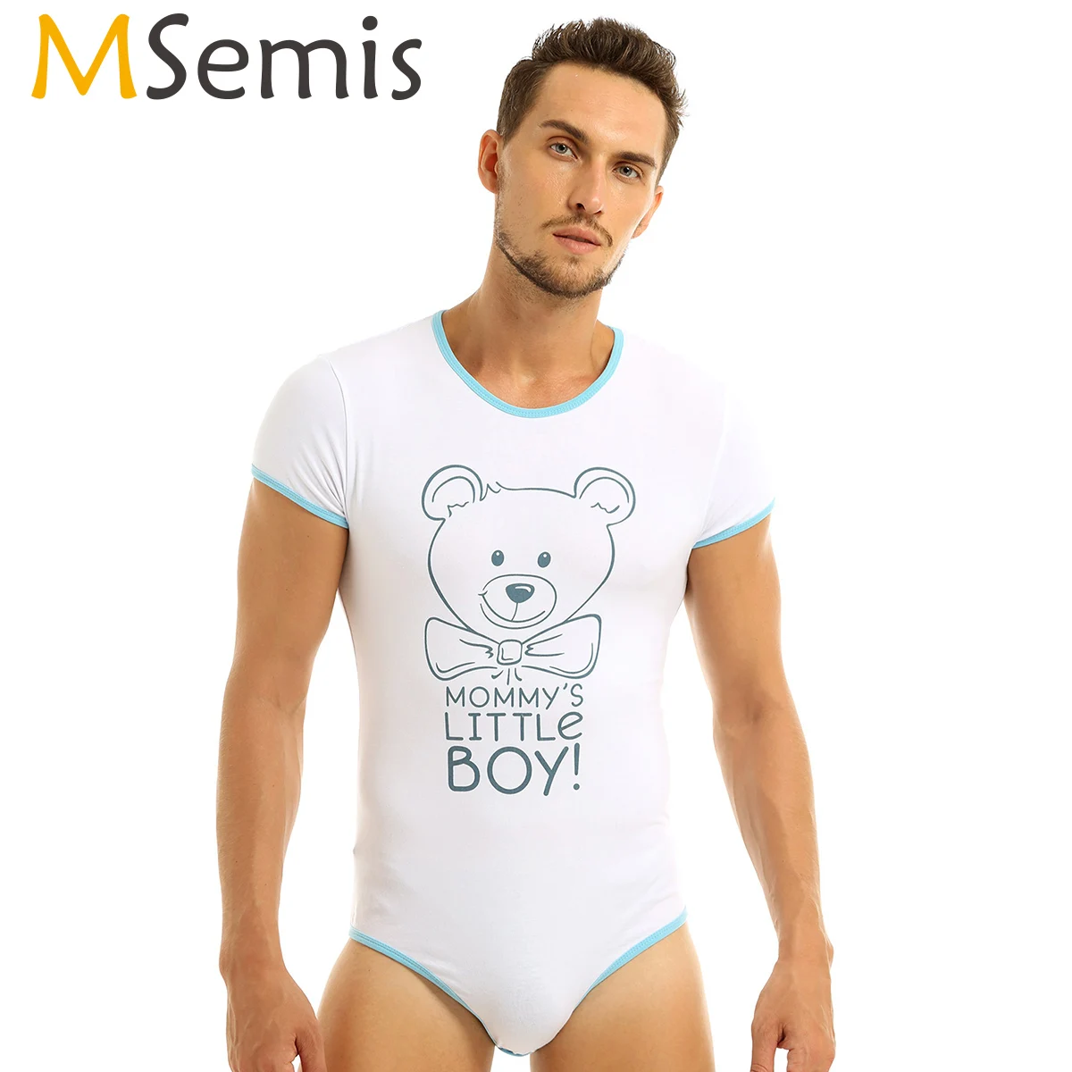 MSemis Мужское боди нижнее белье стринги для геев принт спереди комбинезон ролевых