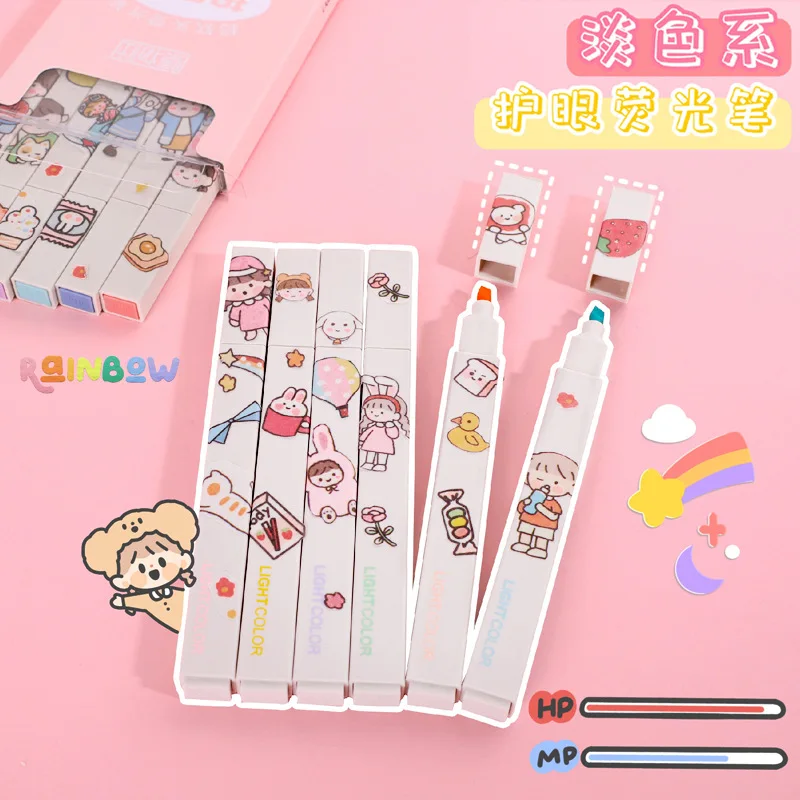 

12pcs Luhao fluorescent marker soft head color marker students use light color to make notes