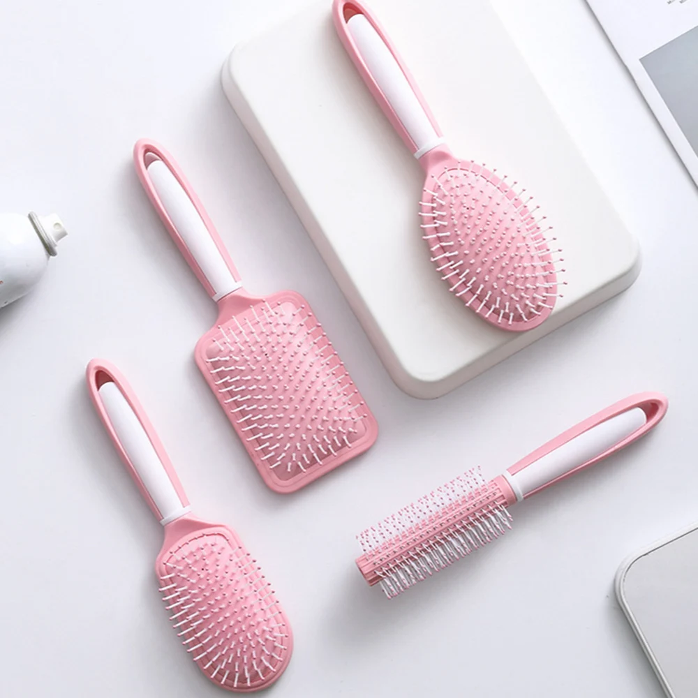 

4 Style Hair Comb Massage Hair Brushes Detangle Hairbrush Curling Straight Curly Hair Comb Paddle Brush Tangle Hair Brush Pink