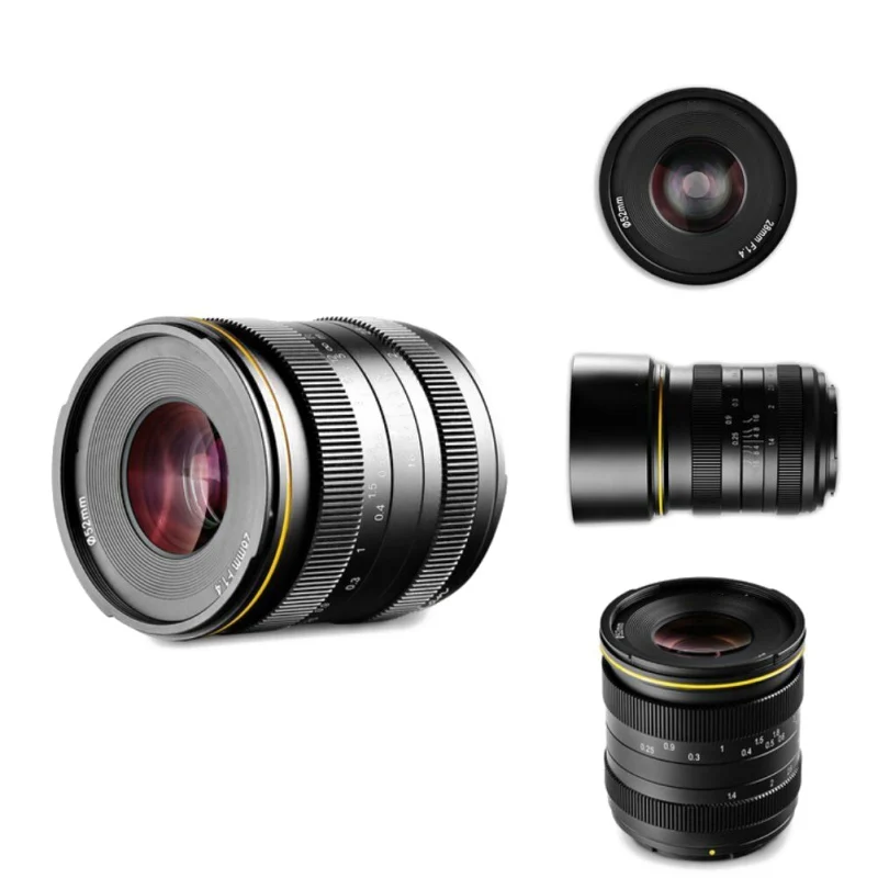 Профессиональная широкоугольная камера Kamlan 28 мм F1.4 Aps-c ручная настройка апертуры